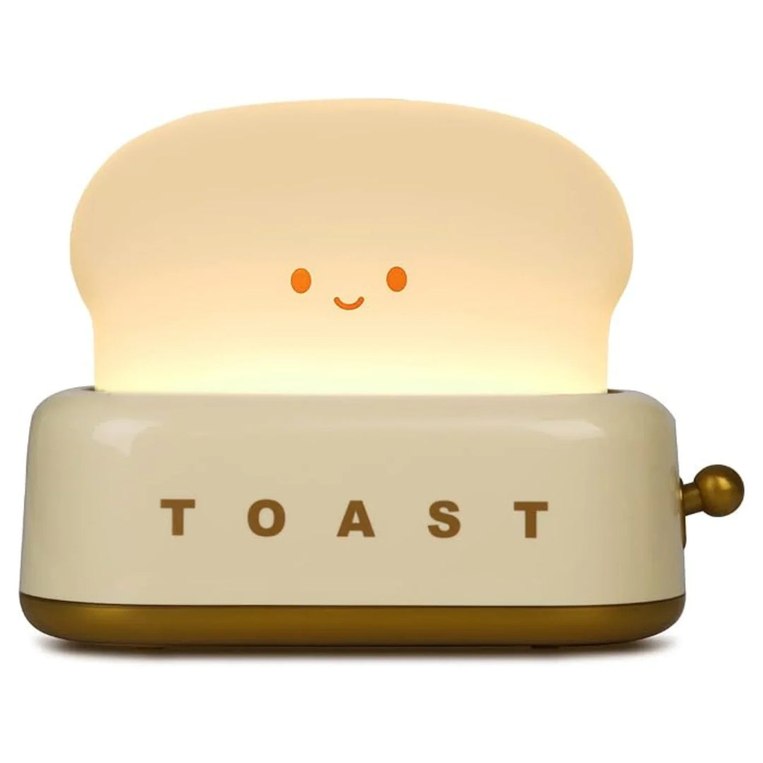 Skanto | Skjermet Nattbordlampe – Kawaii Toast LED lampe for Koselig Belysning