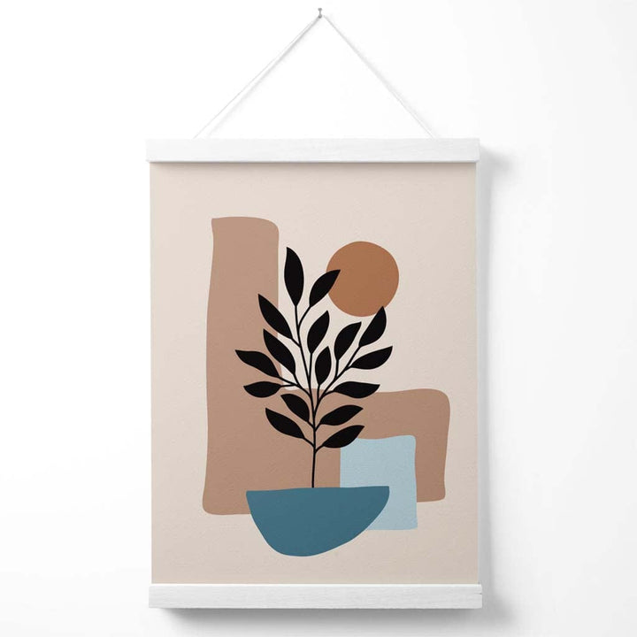 Brun, beige og blå bohemsk blomsterplakat med oppheng