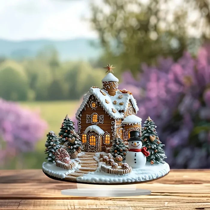 Skanto | GingerGlow - Festlig ingefærhus i akryl med en sjarmerende snømann