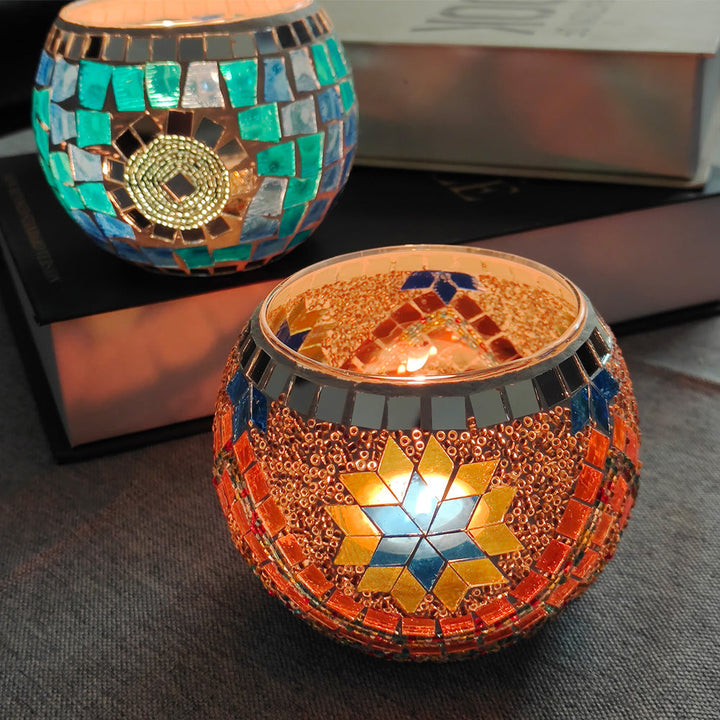 Skanto | Europeisk Retro Glass Mosaic Tealight Holder