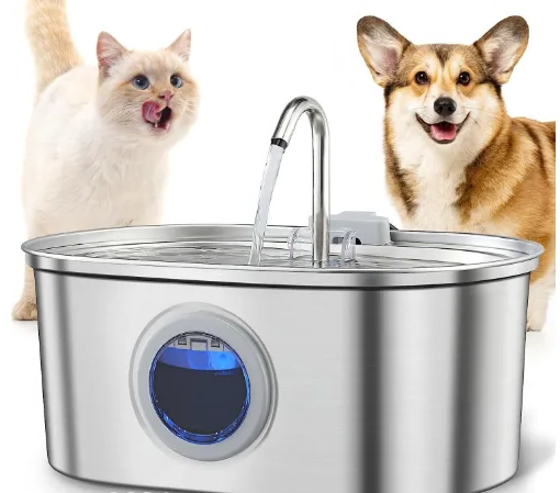 Skanto | Ultra-stille rustfritt stål pet vanning fontene med tredobbelt filtreringssystem - 108,2oz kapasitet for katter og hunder