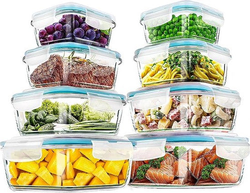 Skanto | Glass Fresh Storage Containers Set – Tett oppbevaringsbeholdere med lokk for kjøkken og måltidsforberedelse