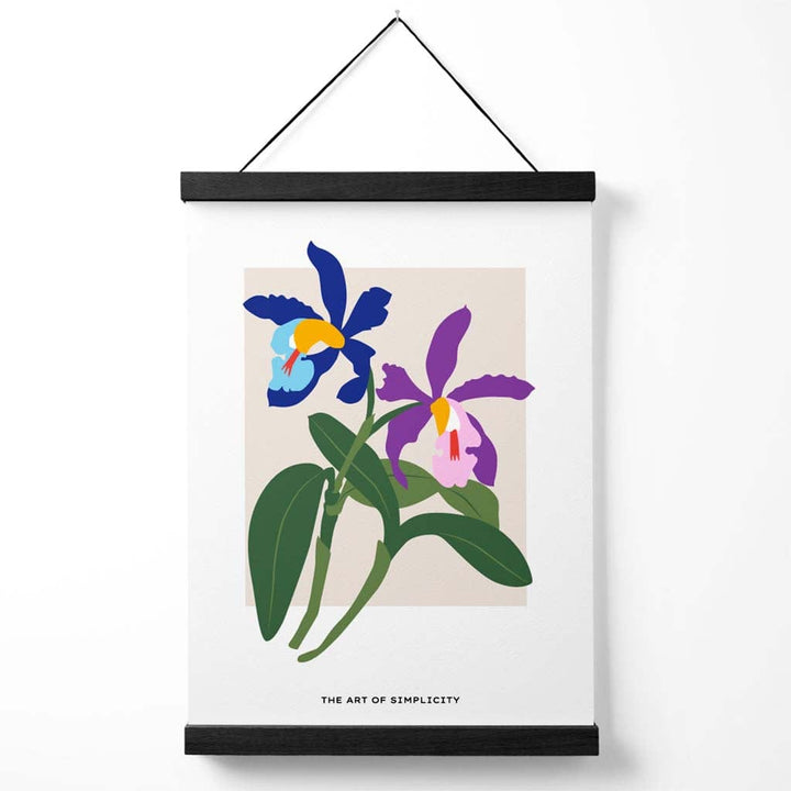 Markedsplakat med blåfiolette irisblomster (enkel design) med oppheng