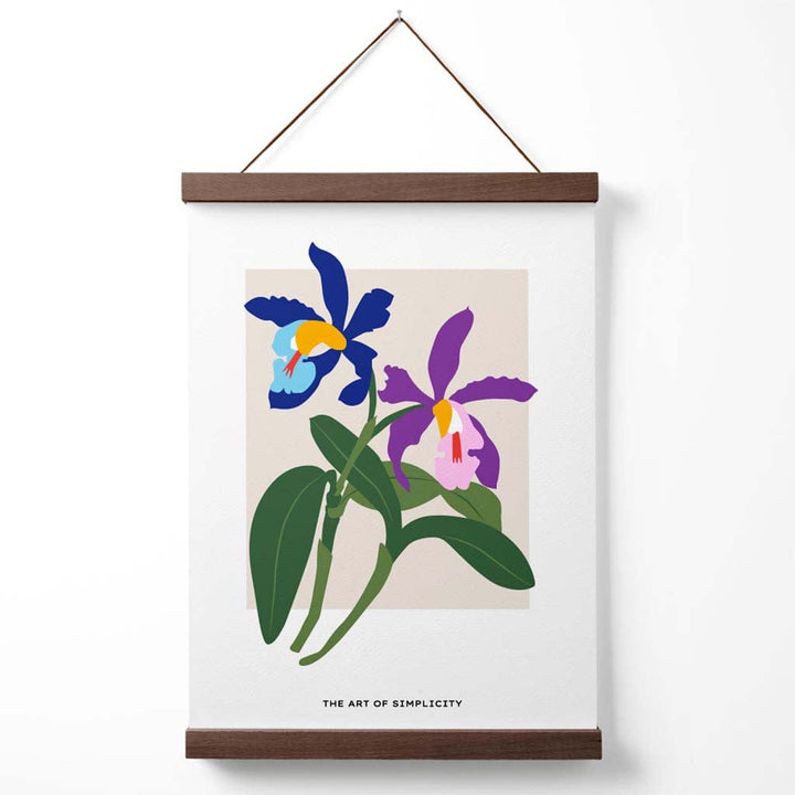 Markedsplakat med blåfiolette irisblomster (enkel design) med oppheng