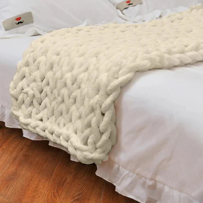 Skanto | Chenille Chunky Strikket Teppet, Tykk Kabel Strikket Plagg for Sofa Seng Sofa