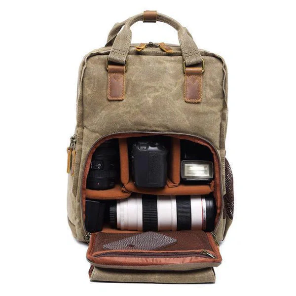 Skanto | Vanntett vokset canvas kamera ryggsekk