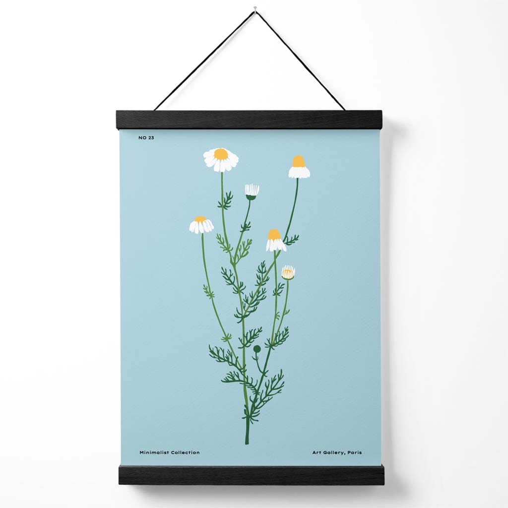 Minimalistisk plakat «Blue Daisy Flower Market» med oppheng