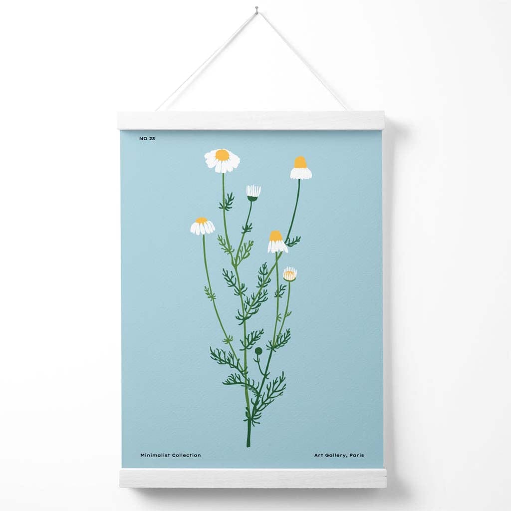 Minimalistisk plakat «Blue Daisy Flower Market» med oppheng
