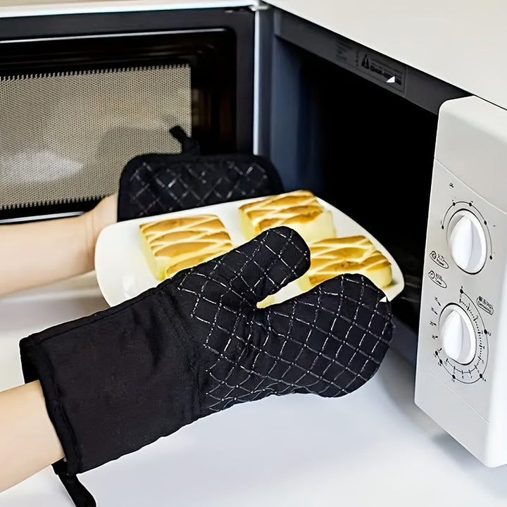 Skanto | Kjøp 1, få 1 gratis - 2 stk ekstra tykke silikonovnhansker og grytekluter sett - Premium varmebeskyttelse, rutsjfritt grep, rask avkjøling - perfekt for sikker baking, matlaging, bruk i kjøkkenet