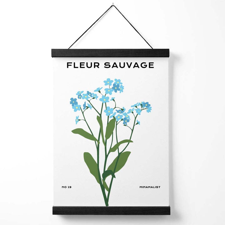 Blå Forglemmegei-blomstermarked – Minimalistisk plakat med oppheng