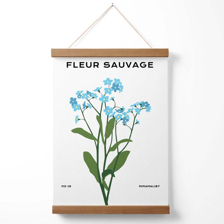Blå Forglemmegei-blomstermarked – Minimalistisk plakat med oppheng