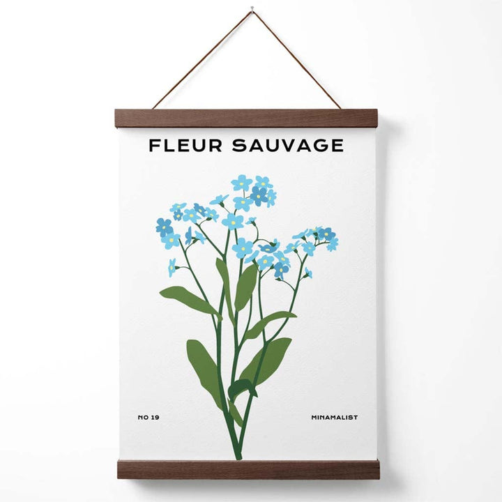 Blå Forglemmegei-blomstermarked – Minimalistisk plakat med oppheng