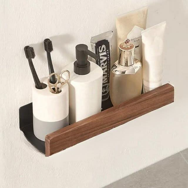 Skanto | No-Drill Solid Wood Baderom Vegg Regal