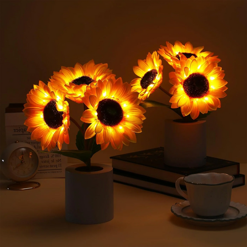 Skanto | Solsikke Lampe Kunstig Solsikke i Potte med LED Lys til Valentine's Day, Morsdag og Fødselsdagsgaver