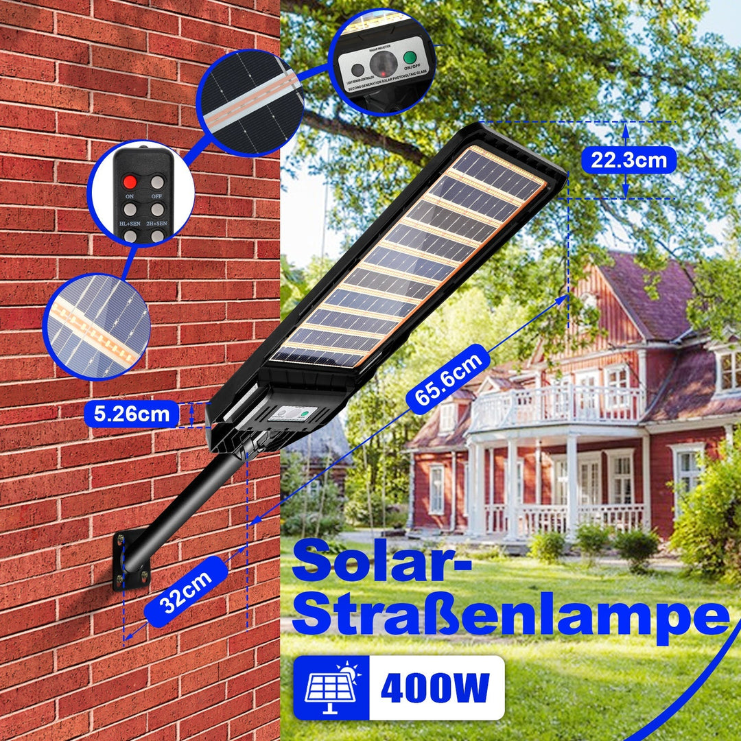 Solcellelampe gatebelysning med bevegelsessensor 300W/400W | Skanto