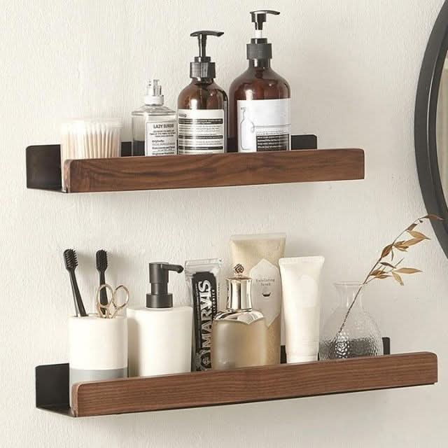 Skanto | No-Drill Solid Wood Baderom Vegg Regal