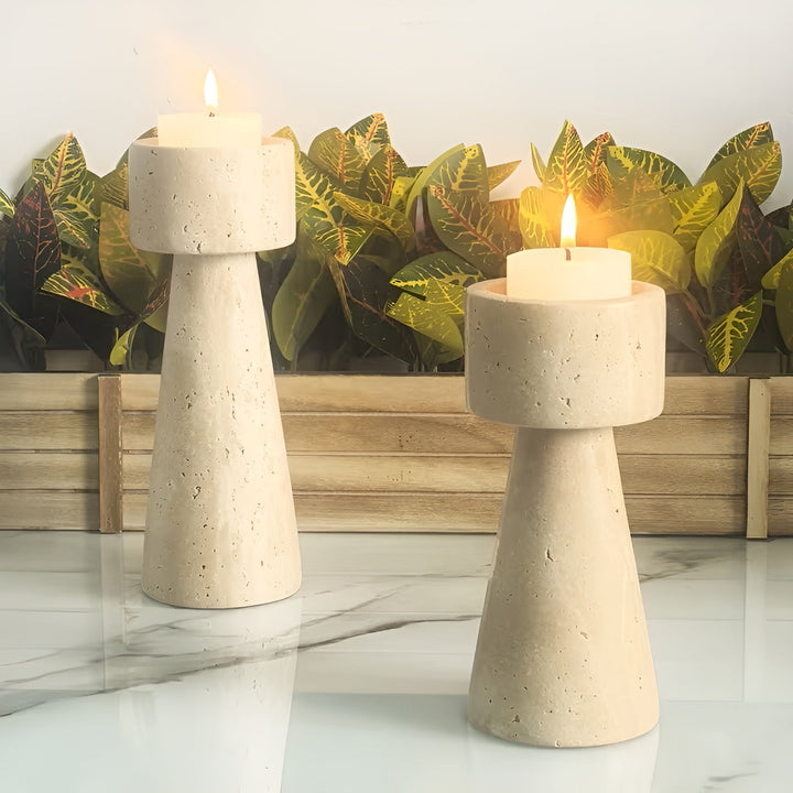 Marmor lysestake laget av naturstein – Elegant & Dekorativ | Polert for bord, bryllup og stue | Skanto