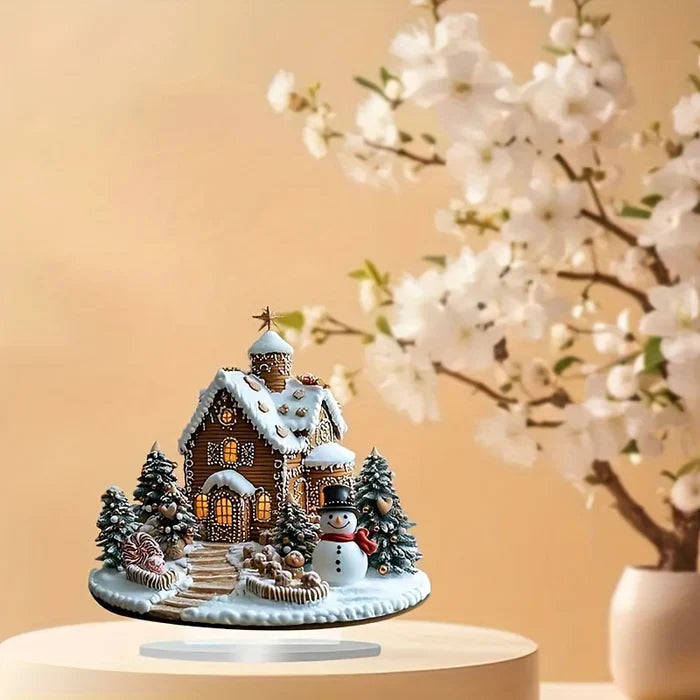 Skanto | GingerGlow - Festlig ingefærhus i akryl med en sjarmerende snømann