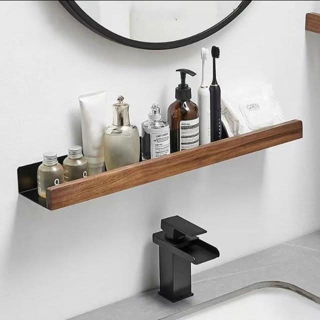 Skanto | No-Drill Solid Wood Baderom Vegg Regal