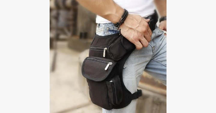 Skanto | Utendørs sports benpose - Laget av 600D polyesterstoffer - PU vanntett - Justerbare og avtagbare benstropper - To sidelommer med glidelås - Multifunksjonell bag