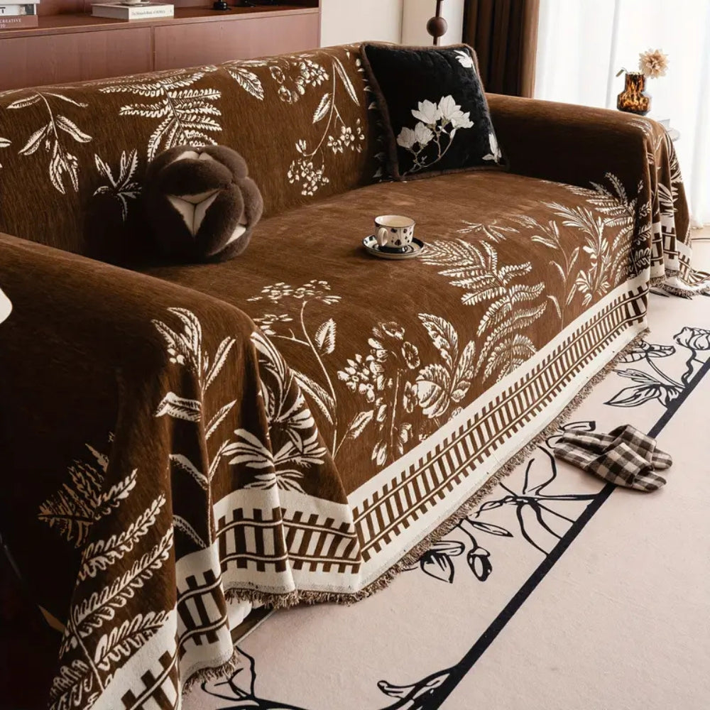 Skanto | Foliage Floral Chenille Sofa Cover