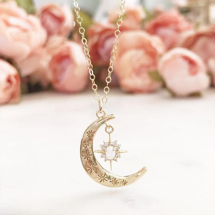 Moon & Sun Croissant Necklace | Skanto