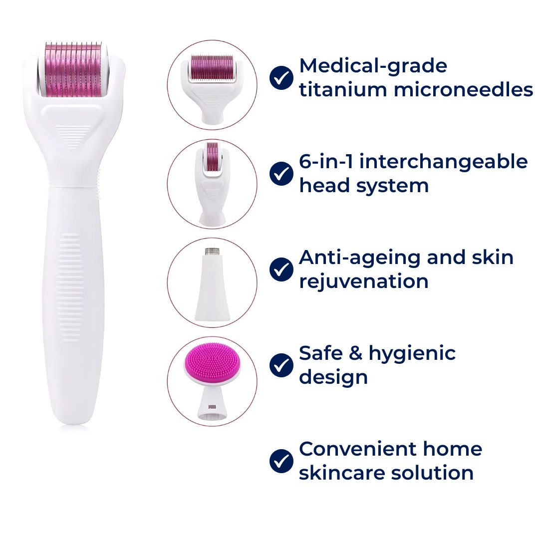 DermaGlow Microneedling Derma Roller Kit – Anti-Aging – Titannåler – Hjemmeskincare for Kvinner Skanto