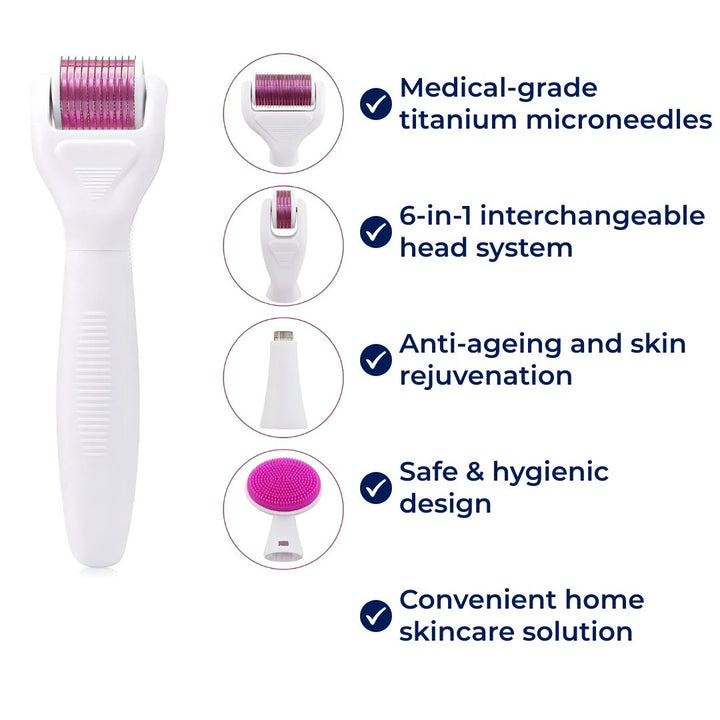 DermaGlow Microneedling Derma Roller Kit – Anti-Aging – Titannåler – Hjemmeskincare for Kvinner Skanto