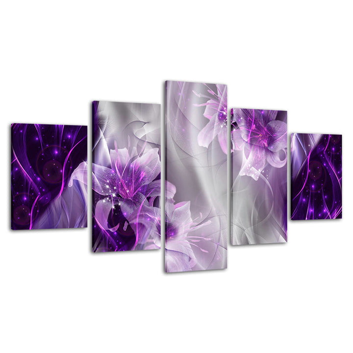 Fantasy Purple Lilien 5 stk - Lerret veggkunst maleri