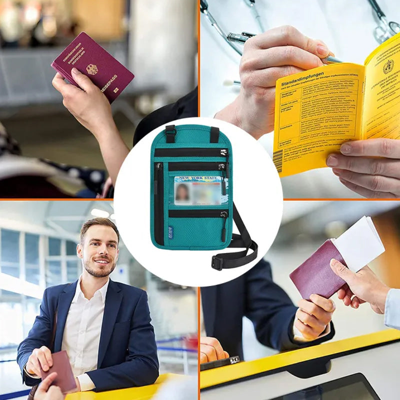 Skanto | Reisestrømpehalsveske med RFID-blokkerende passholder