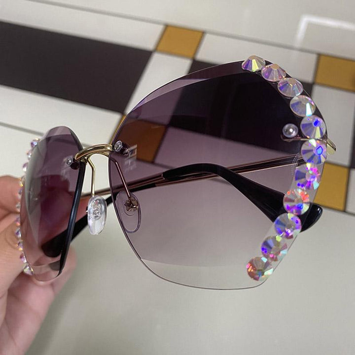 Rimless solbriller med krystall | Skanto