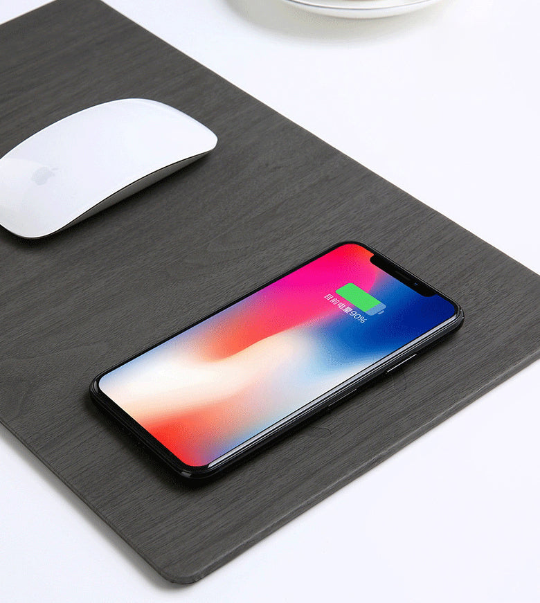 Skanto | 2-i-1 Premium Qi-sertifisert 5W hurtig trådløs ladende gaming musematte med skridsikker gummibase