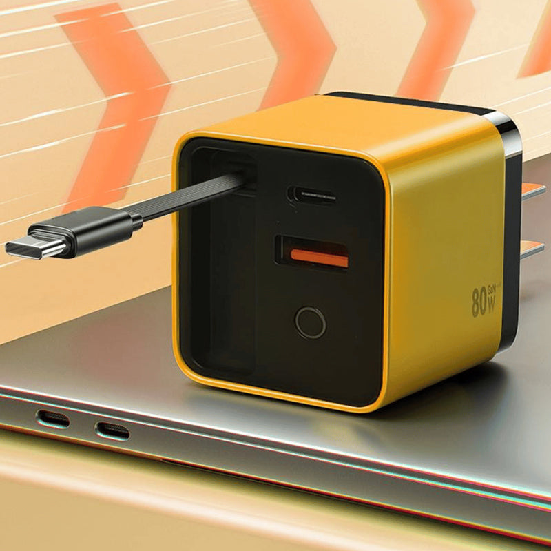 Skanto | 3 i 1 GaN-lader, skalerbar 80W MAX hurtiglader modul med Type-C-kabel og 2 USB-porter
