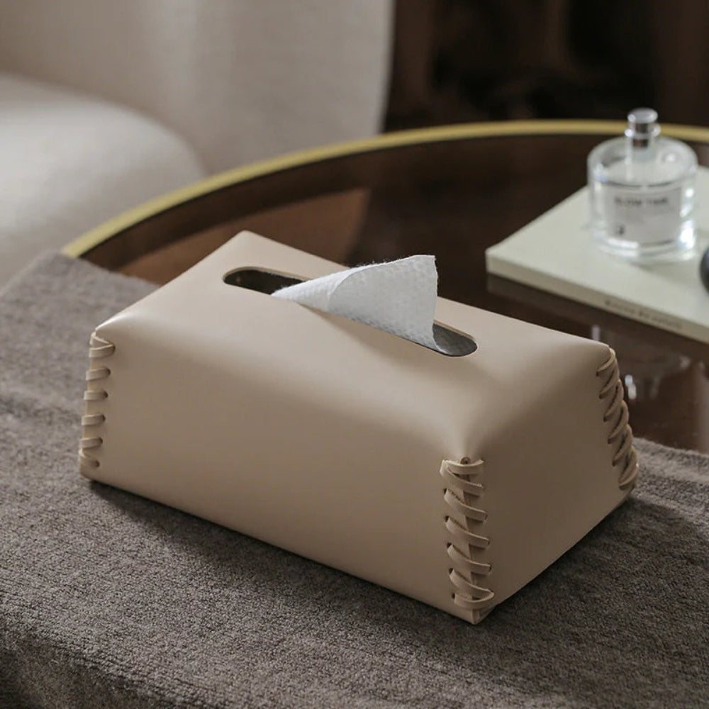 Skanto | Stitched Leather Tissue Box Holder
