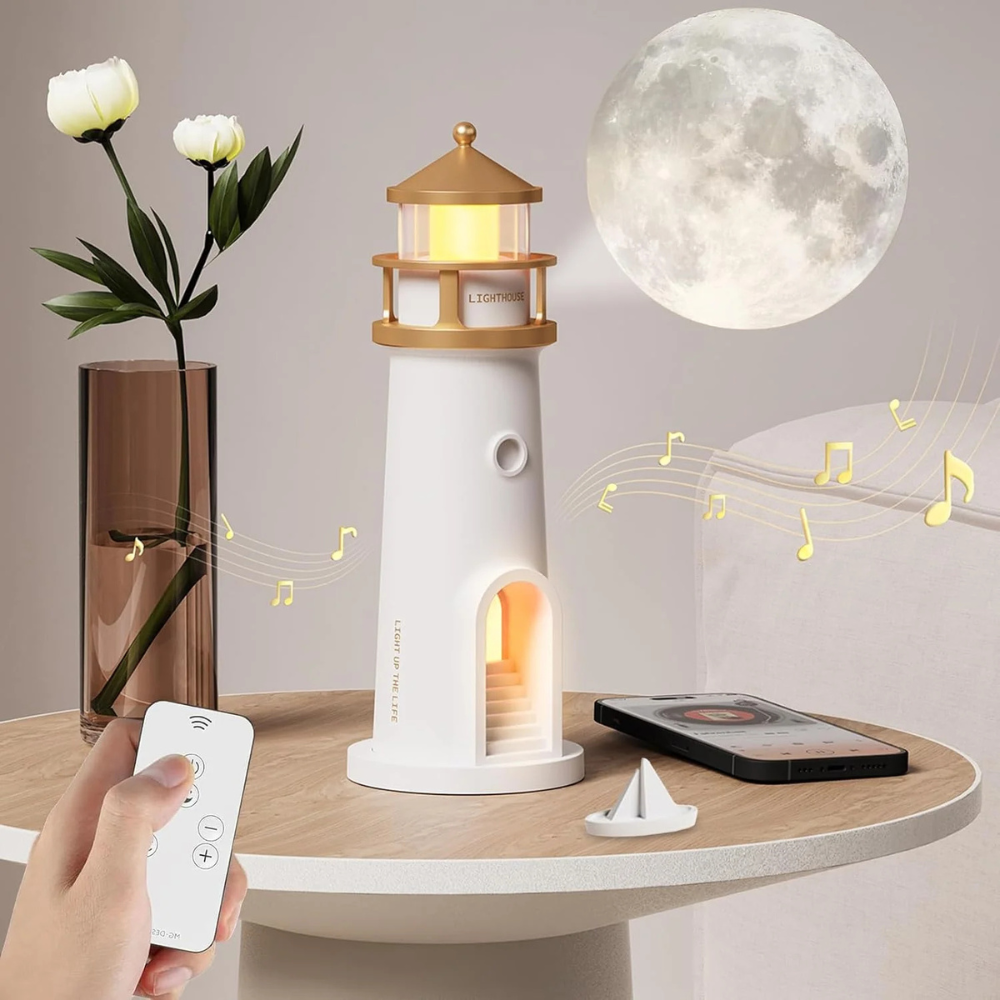 Skanto | Månelampe Fyrtårn Prosjektor LED Lys Bluetooth Oppladbar
