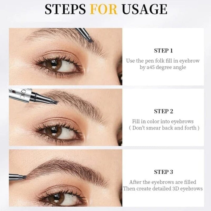 Skanto | 3D vanntett Microblading brynspenn 4 gaffeltipper tatoveringspenn