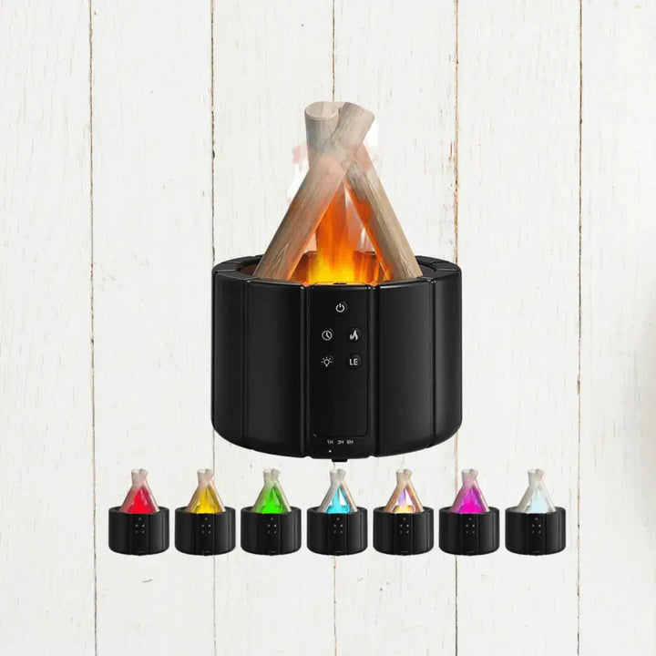Skanto | Flame Air Fuktighetsgiver med LED – Ultralyd Diffuser & Aromaterapi med Peis Effekt