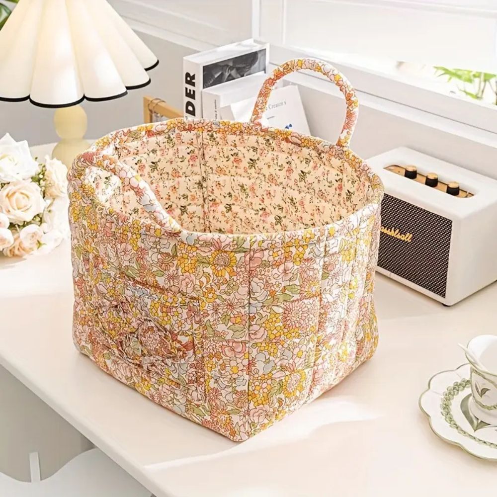 Skanto | Delikat Floral Canvas Oppbevaringskurv