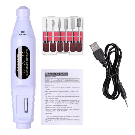Skanto | 6-i-1 Elektrisk Negledrill Sett med Bærbare Manikyr- og Pusseverktøy
