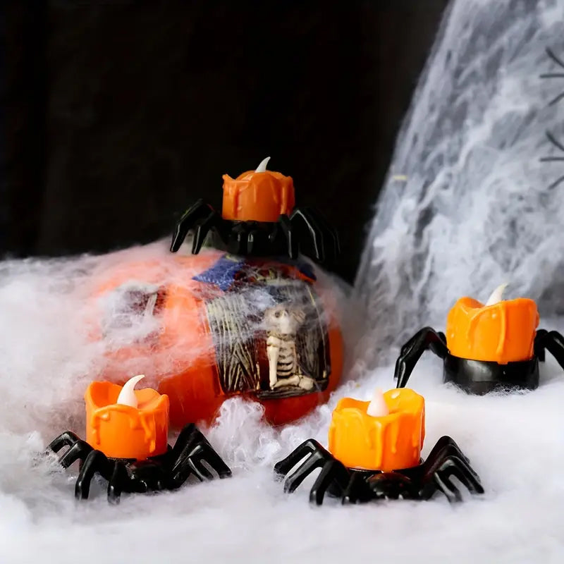 Skanto | ️Halloween Edderkopp Te-lys Spooky Elektrisk Flakkende Kunstige Lys