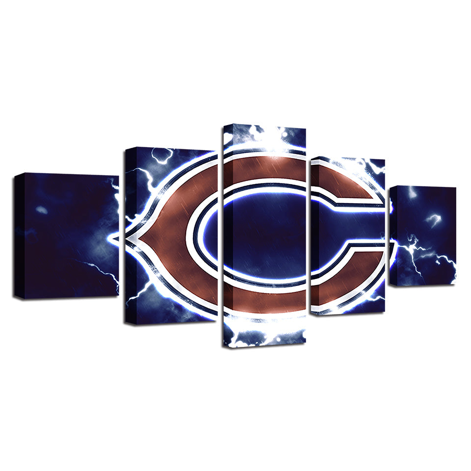 Charged Chicago Bears 5 Stykker-Canvas Veggkunst Maleri | Skanto