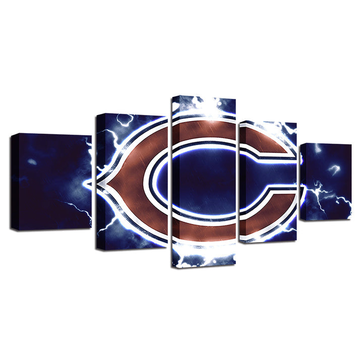 Charged Chicago Bears 5 Stykker-Canvas Veggkunst Maleri | Skanto