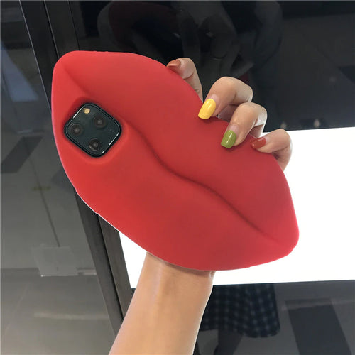 Skanto | 3D Stor Rød Lipp Munn Kyss Myk Silikon Skulder Iphone Deksel