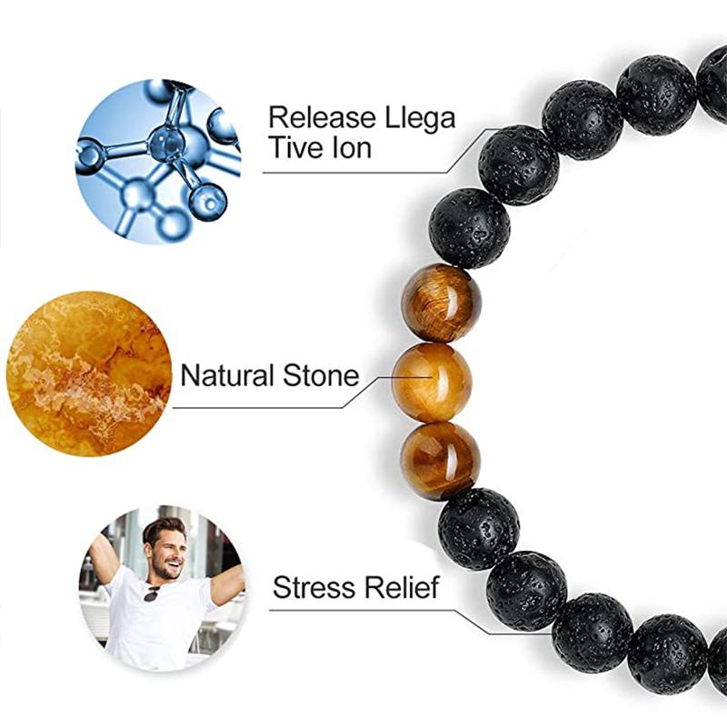 Skanto | Tiger Eye Lava Rock Stone Armbånd