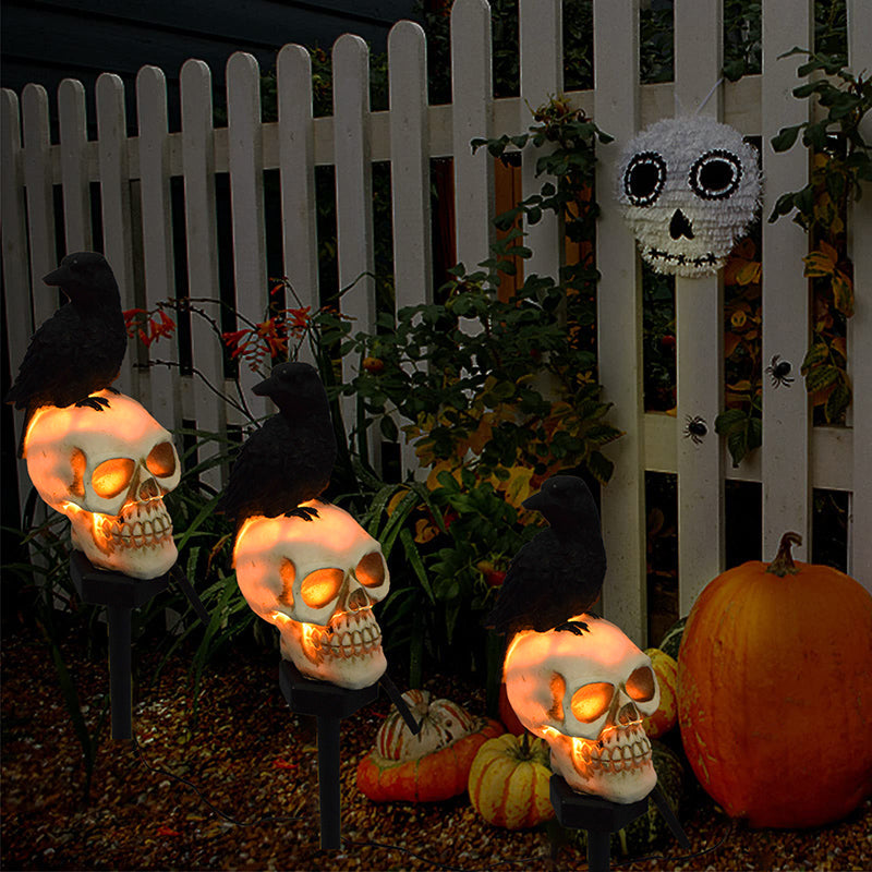 Skanto | Halloween Solenergisk Hodeskalle Kråke Dekorative Lys