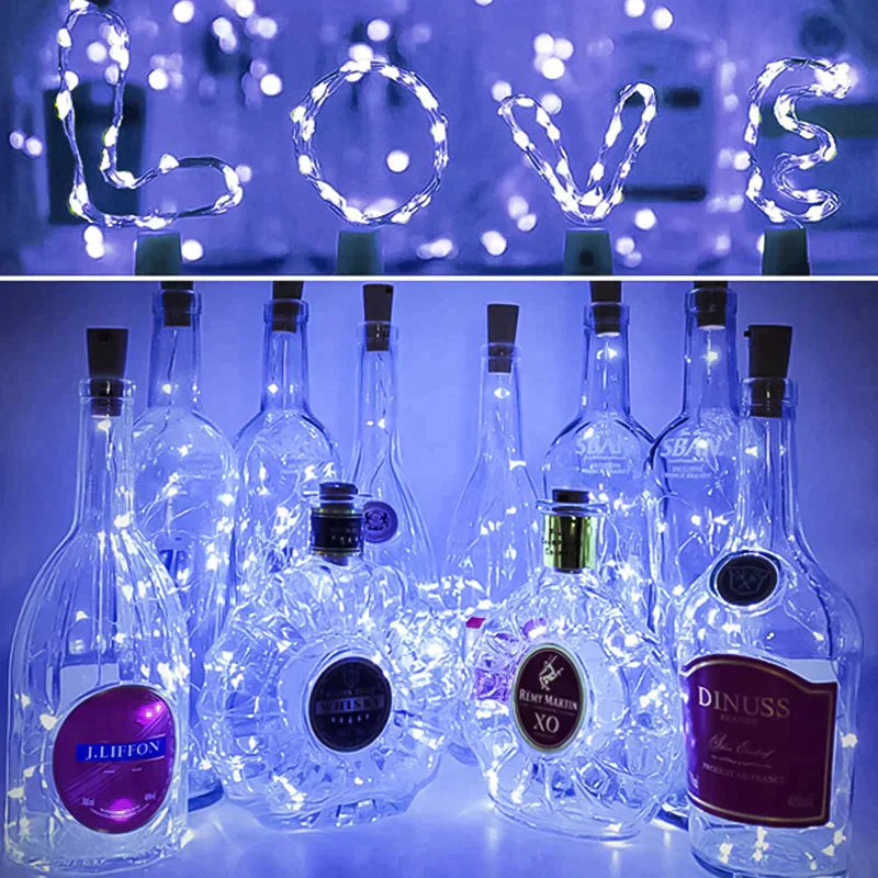 LED Vinflaske Lys Kork Natt Lys DIY Dekor Løft - Stykke | Skanto