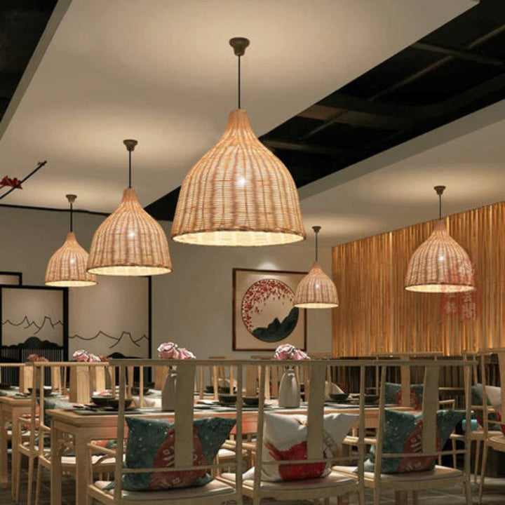 RusticGlow - Fletten Rattan Pendellampe Skanto