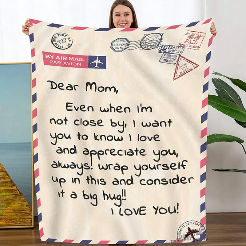 Brevtrykt flanell kasteteppe gave til mamma | Skanto