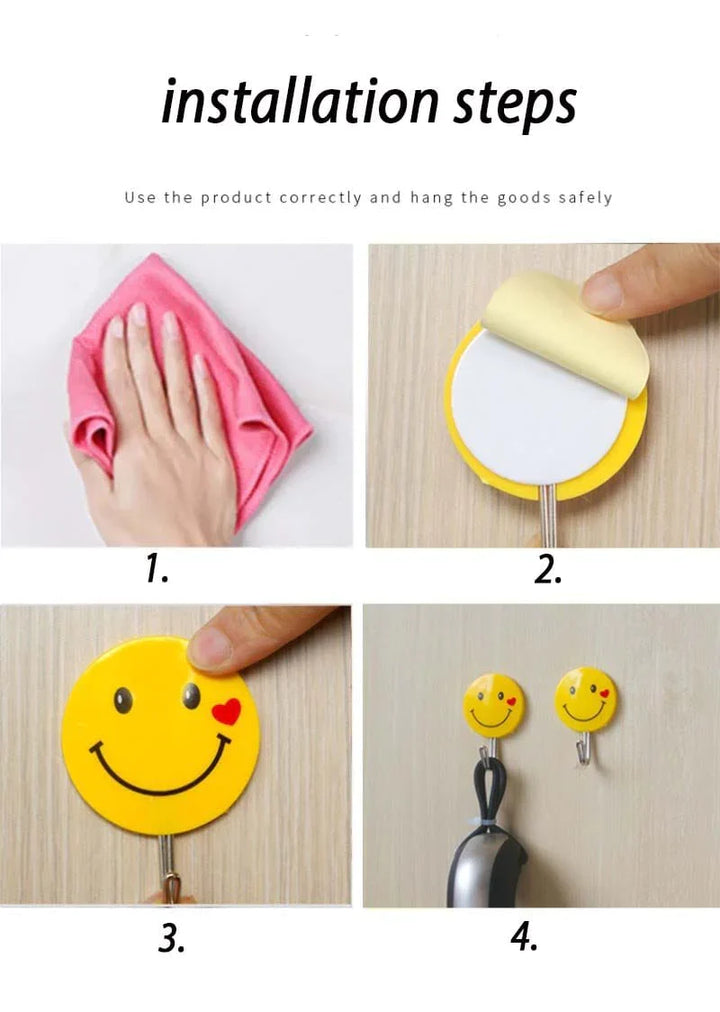3 PC Emoji Veggkrok Tung Duty Selvklebende Krok Skanto