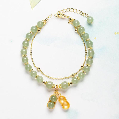 Skanto | Double Chain Natural Jade Bracelet